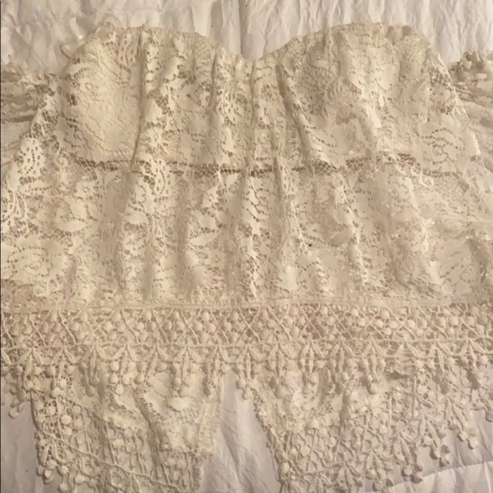 Strapless Cream Colored Lace Blouse
